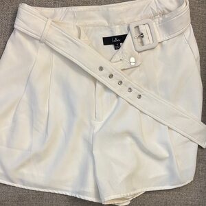 Lulu's white High Waist Belted Shorts
